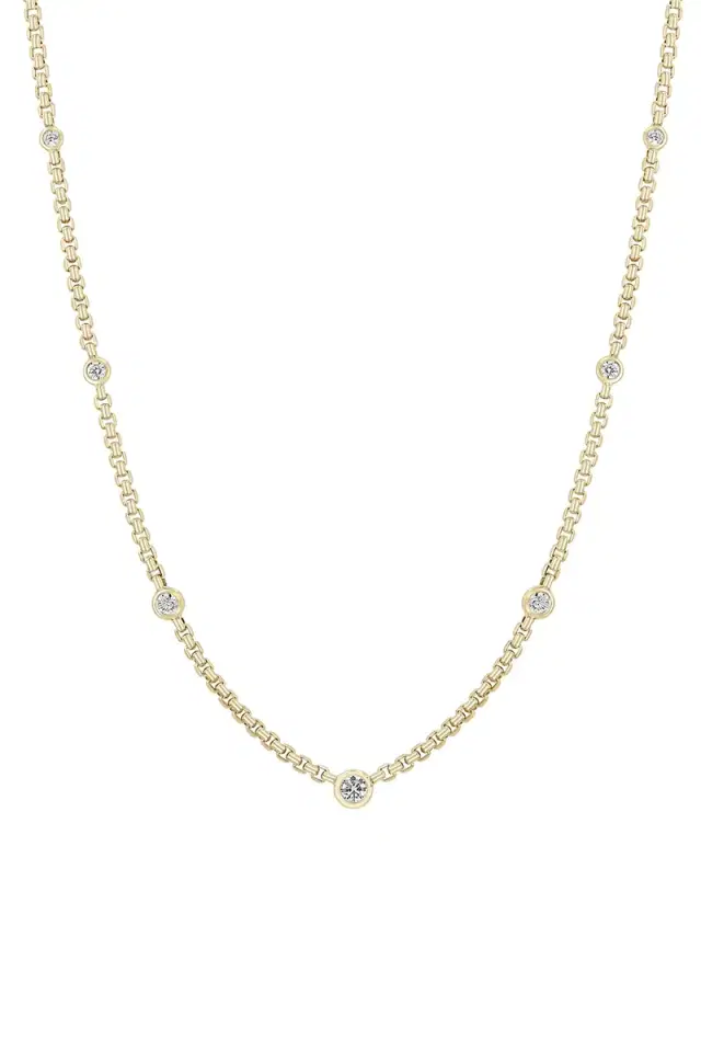 Zoë Chicco Diamond Floating Box Chain Station Necklace