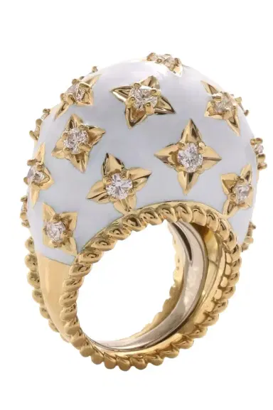 DAVID WEBB Diamond White Enamel Star Ring | Thumbnail 1 DAVID WEBB Diamond White Enamel Star Ring | Thumbnail 1