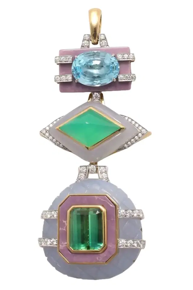 DAVID WEBB Aquamarine Diamond Totem Pendant