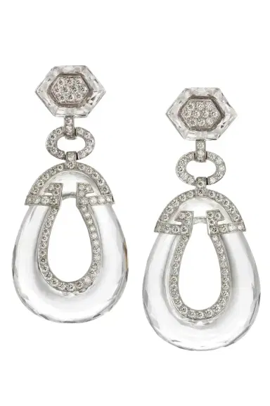 DAVID WEBB Diamond Rock Crystal Gala Earrings | Thumbnail 1 DAVID WEBB Diamond Rock Crystal Gala Earrings | Thumbnail 1