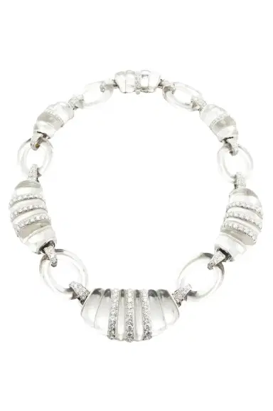 DAVID WEBB Diamond Dinner Roll Rock Crystal Necklace | Thumbnail 1 DAVID WEBB Diamond Dinner Roll Rock Crystal Necklace | Thumbnail 1