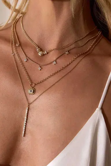 Zoë Chicco Diamond Dangling Station Box Chain Necklace | Thumbnail 2 Zoë Chicco Diamond Dangling Station Box Chain Necklace | Thumbnail 2