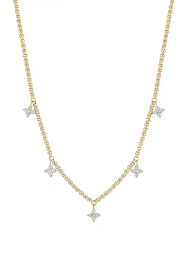 Zoë Chicco Diamond Dangling Station Box Chain Necklace | Thumbnail 1 Zoë Chicco Diamond Dangling Station Box Chain Necklace | Thumbnail 1