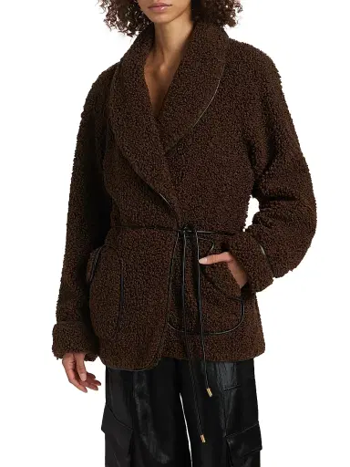Simkhai Women's Kimia Tie-Waist Sherpa Jacket | Thumbnail 3 Simkhai Women's Kimia Tie-Waist Sherpa Jacket | Thumbnail 3