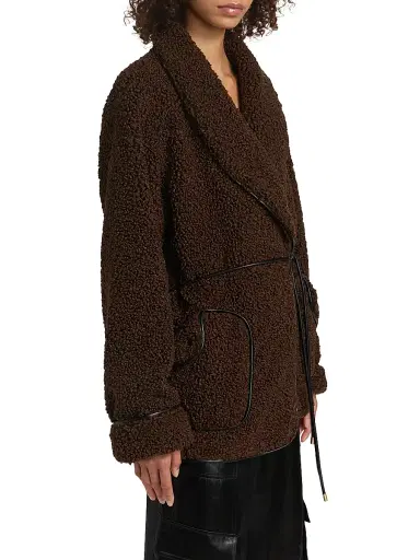 Simkhai Women's Kimia Tie-Waist Sherpa Jacket | Thumbnail 4 Simkhai Women's Kimia Tie-Waist Sherpa Jacket | Thumbnail 4