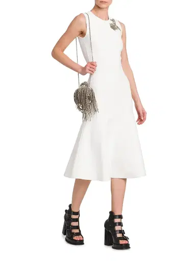 Alexander McQueen Women's Beaded Floral Jersey Midi-Dress | Thumbnail 2 Alexander McQueen Women's Beaded Floral Jersey Midi-Dress | Thumbnail 2