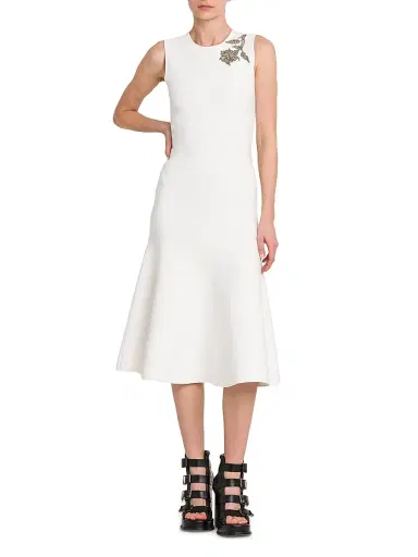 Alexander McQueen Women's Beaded Floral Jersey Midi-Dress | Thumbnail 3 Alexander McQueen Women's Beaded Floral Jersey Midi-Dress | Thumbnail 3