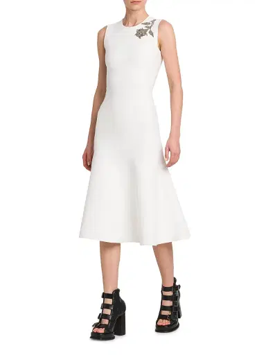 Alexander McQueen Women's Beaded Floral Jersey Midi-Dress | Thumbnail 4 Alexander McQueen Women's Beaded Floral Jersey Midi-Dress | Thumbnail 4