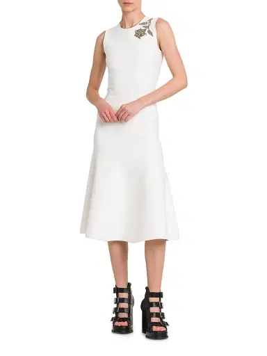 Alexander McQueen Women's Beaded Floral Jersey Midi-Dress | Thumbnail 6 Alexander McQueen Women's Beaded Floral Jersey Midi-Dress | Thumbnail 6