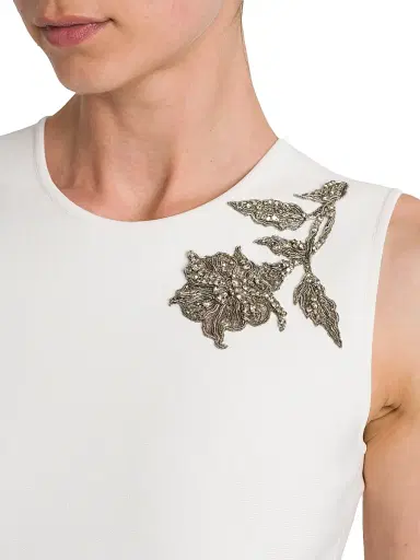Alexander McQueen Women's Beaded Floral Jersey Midi-Dress | Thumbnail 7 Alexander McQueen Women's Beaded Floral Jersey Midi-Dress | Thumbnail 7