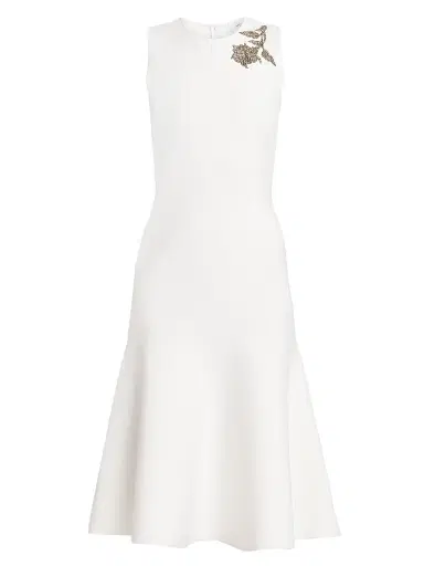 Alexander McQueen Women's Beaded Floral Jersey Midi-Dress | Thumbnail 1 Alexander McQueen Women's Beaded Floral Jersey Midi-Dress | Thumbnail 1