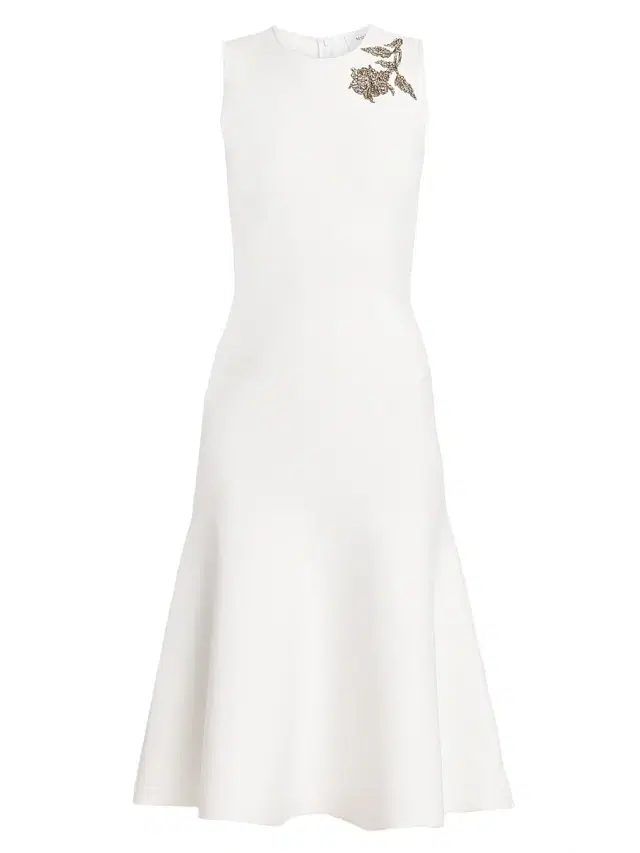 Alexander McQueen Women's Beaded Floral Jersey Midi-Dress