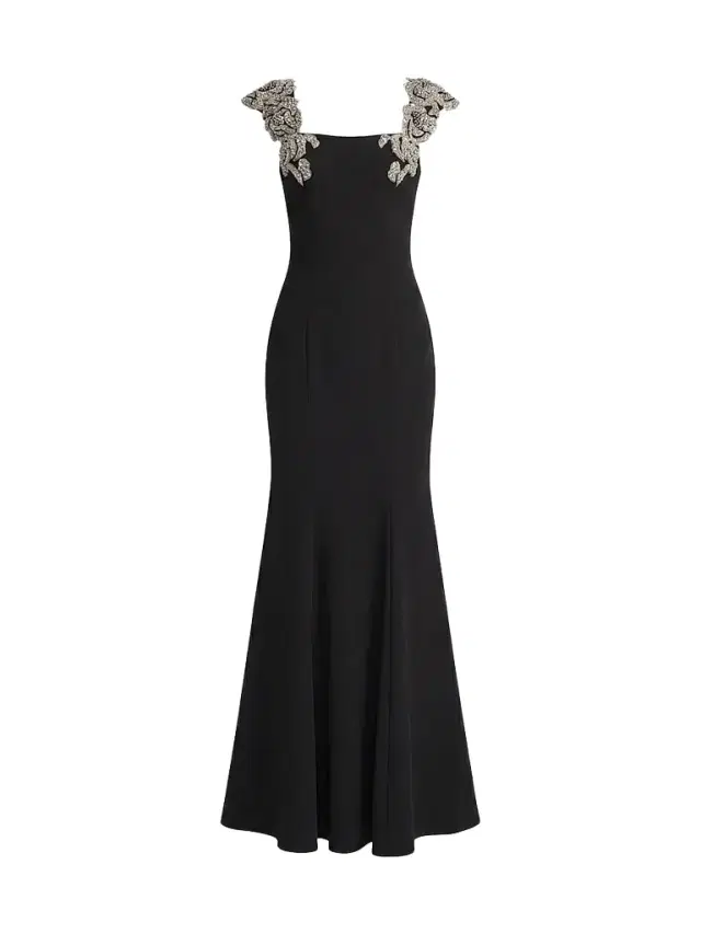 Mac Duggal Women's Embellished Strap Crepe Mermaid Gown