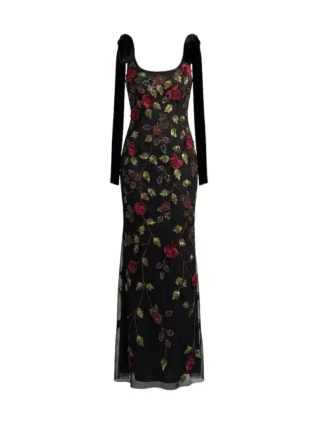 Mac Duggal Women's Floral Embroidered Bow-Shoulder Gown