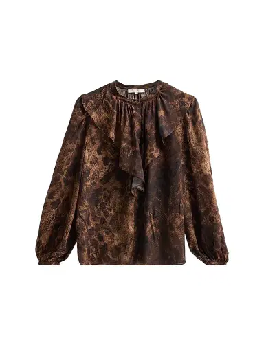 Ramy Brook Women's Star Snakeskin-Print Satin Blouse | Thumbnail 1
