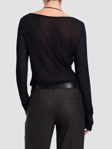 TWP Women's Semi-Sheer Jersey Crewneck Long-Sleeve Top | Thumbnail 3 TWP Women's Semi-Sheer Jersey Crewneck Long-Sleeve Top | Thumbnail 3