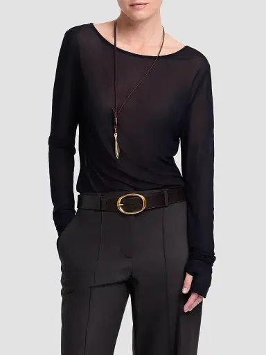 TWP Women's Semi-Sheer Jersey Crewneck Long-Sleeve Top | Thumbnail 4 TWP Women's Semi-Sheer Jersey Crewneck Long-Sleeve Top | Thumbnail 4