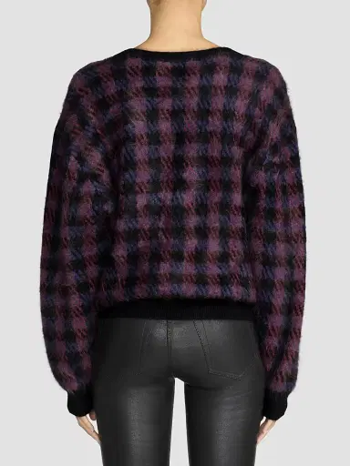 Frame Women's Brushed Houndstooth Wool-Cashmere Cardigan | Thumbnail 2