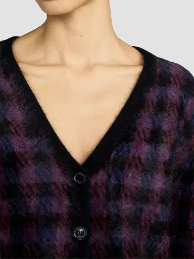 Frame Women's Brushed Houndstooth Wool-Cashmere Cardigan | Thumbnail 4