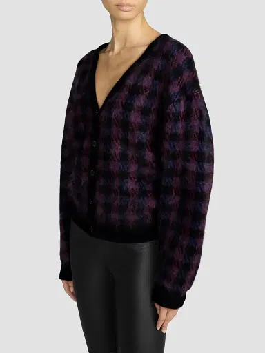 Frame Women's Brushed Houndstooth Wool-Cashmere Cardigan | Thumbnail 5