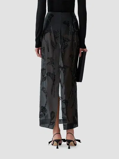 Carolina Herrera Women's Embellished Floral Silk Chiffon Pencil Skirt | Thumbnail 3