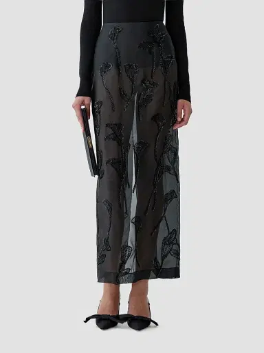 Carolina Herrera Women's Embellished Floral Silk Chiffon Pencil Skirt | Thumbnail 4