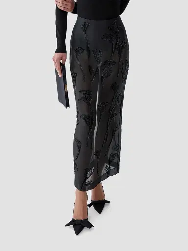 Carolina Herrera Women's Embellished Floral Silk Chiffon Pencil Skirt | Thumbnail 5