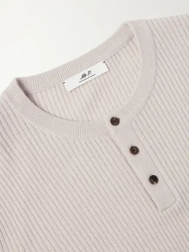 MR P. Ribbed Wool and Cashmere Henley Sweater - Men | Thumbnail 6 MR P. Ribbed Wool and Cashmere Henley Sweater - Men | Thumbnail 6