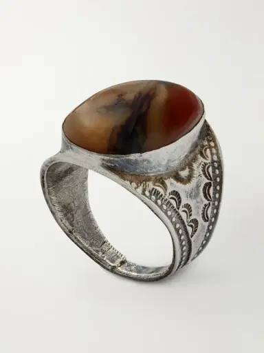 FOUNDWELL Vintage 1970s Sterling Silver Agate Ring - Men | Thumbnail 2