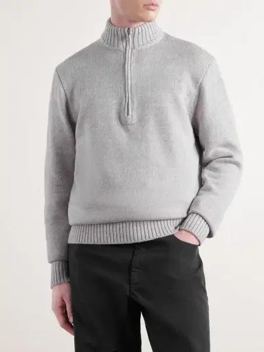 Inis Meáin Wool and Linen-Blend Half-Zip Sweater - Men | Thumbnail 3