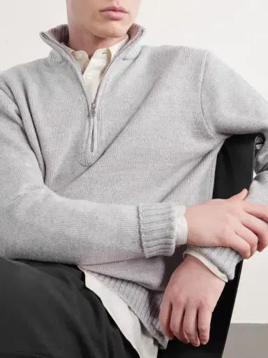 Inis Meáin Wool and Linen-Blend Half-Zip Sweater - Men | Thumbnail 5