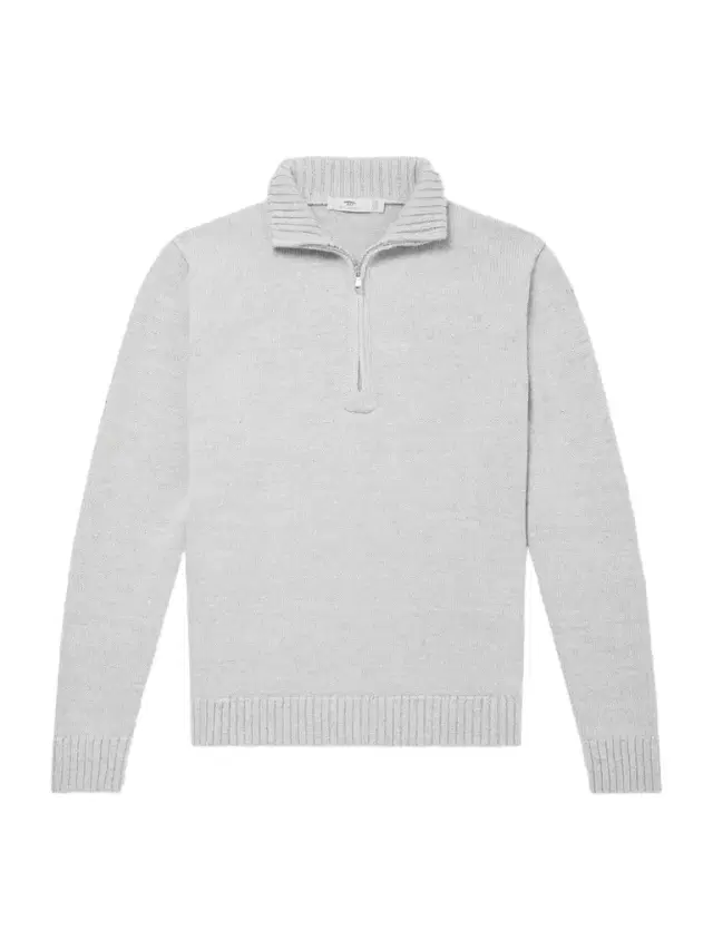 Inis Meáin Wool and Linen-Blend Half-Zip Sweater - Men