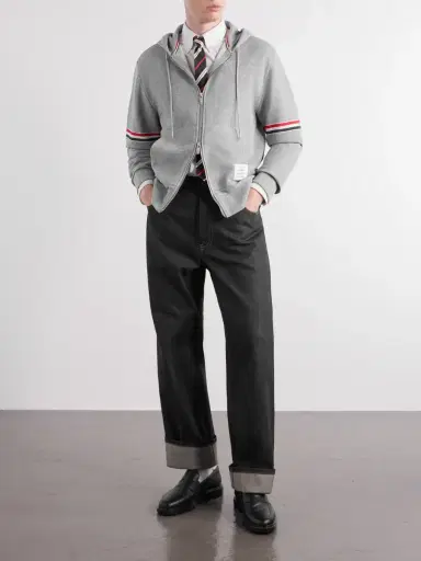 Thom Browne Cotton-Piqué Zip-Up Hoodie - Men | Thumbnail 2 Thom Browne Cotton-Piqué Zip-Up Hoodie - Men | Thumbnail 2