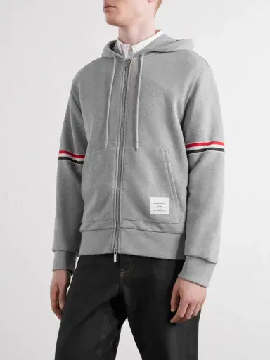 Thom Browne Cotton-Piqué Zip-Up Hoodie - Men | Thumbnail 3 Thom Browne Cotton-Piqué Zip-Up Hoodie - Men | Thumbnail 3