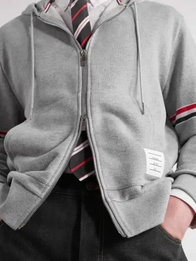 Thom Browne Cotton-Piqué Zip-Up Hoodie - Men | Thumbnail 5 Thom Browne Cotton-Piqué Zip-Up Hoodie - Men | Thumbnail 5