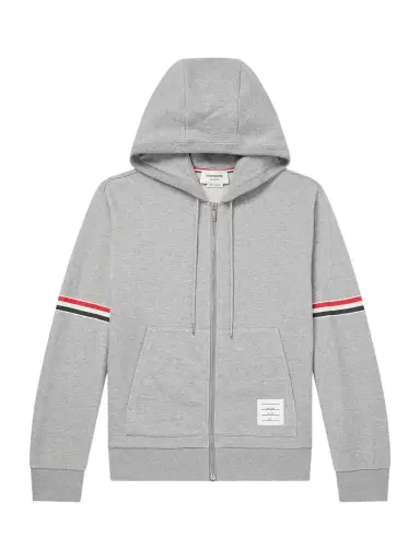 Thom Browne Cotton-Piqué Zip-Up Hoodie - Men | Thumbnail 1 Thom Browne Cotton-Piqué Zip-Up Hoodie - Men | Thumbnail 1