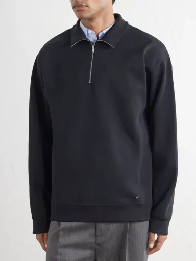 Valentino Garavani Cotton-Blend Jersey Half-Zip Sweatshirt - Men | Thumbnail 3 Valentino Garavani Cotton-Blend Jersey Half-Zip Sweatshirt - Men | Thumbnail 3