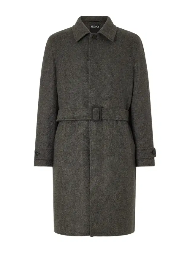Zegna Oasi Belted Herringbone Cashmere Trench Coat - Men