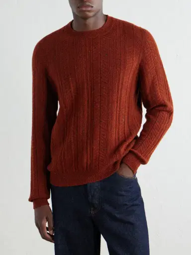 Inis Meáin Herringbone Merino Wool and Cashmere-Blend Sweater - Men | Thumbnail 3