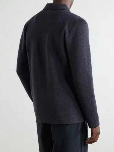 Inis Meáin Herringbone Merino Wool Cardigan - Men | Thumbnail 4