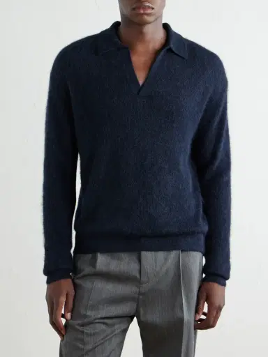 Auralee Alpaca-Blend Polo Sweater - Men | Thumbnail 3