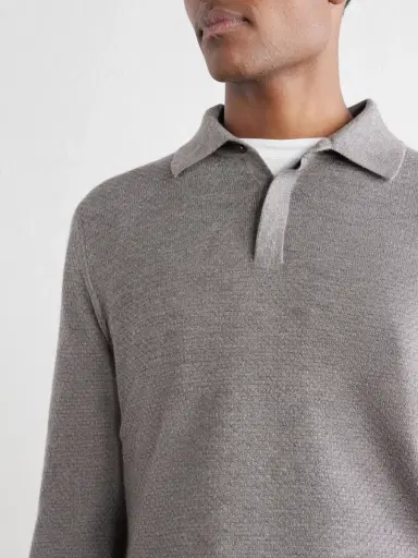 MR P. Cashmere and Silk-Blend Polo Sweater - Men | Thumbnail 5