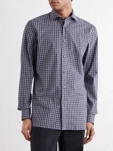 Zegna Centoquaranta Checked Cotton-Twill Shirt - Men | Thumbnail 3