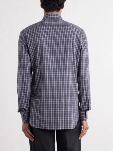 Zegna Centoquaranta Checked Cotton-Twill Shirt - Men | Thumbnail 4