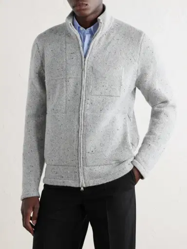 Inis Meáin Lifeline Merino Wool and Cashmere-Blend Zip-Up Sweater - Men | Thumbnail 3