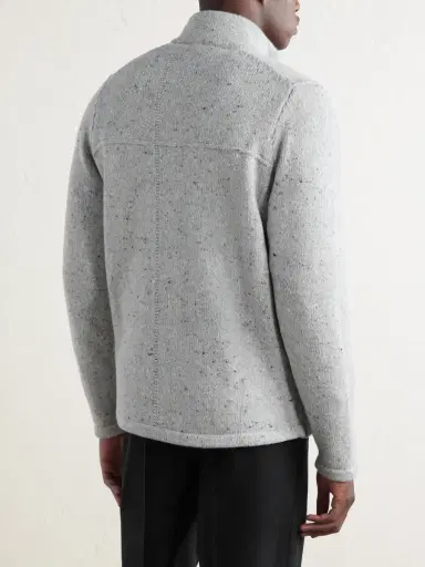 Inis Meáin Lifeline Merino Wool and Cashmere-Blend Zip-Up Sweater - Men | Thumbnail 4