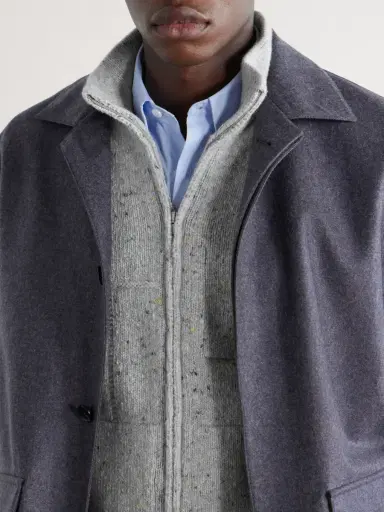 Inis Meáin Lifeline Merino Wool and Cashmere-Blend Zip-Up Sweater - Men | Thumbnail 5