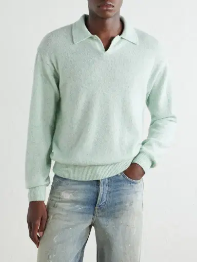 Auralee Cashmere Polo Sweater - Men | Thumbnail 3 Auralee Cashmere Polo Sweater - Men | Thumbnail 3