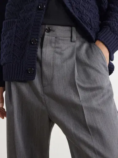 Valentino Garavani Straight-Leg Pleated Herringbone Virgin Wool Trousers - Men | Thumbnail 5 Valentino Garavani Straight-Leg Pleated Herringbone Virgin Wool Trousers - Men | Thumbnail 5