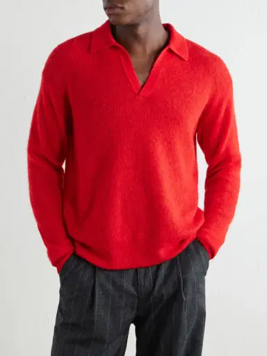 Auralee Alpaca-Blend Polo Sweater - Men | Thumbnail 3 Auralee Alpaca-Blend Polo Sweater - Men | Thumbnail 3
